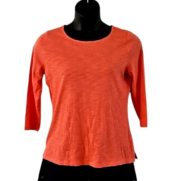 NWOT Belle by Kim Gravel Women’s Coral Orange 3/4 Sleeve Top – Size Small - Picture 2 of 8